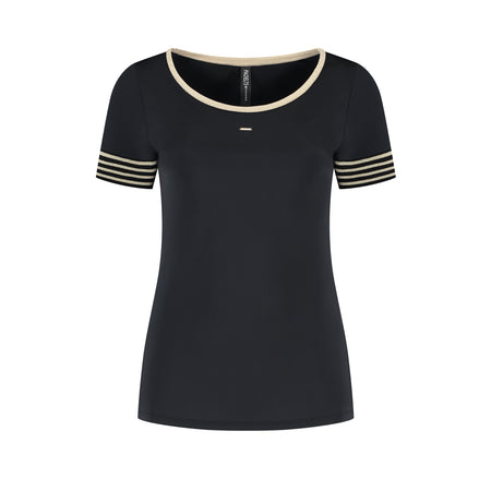 Golden Trims Round Neck - Black